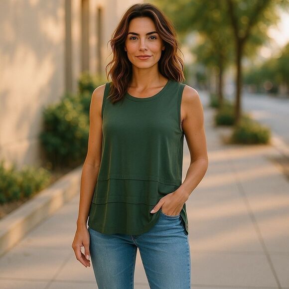 Michael Kors Green Sleeveless Tank Top - Picture 1 of 7